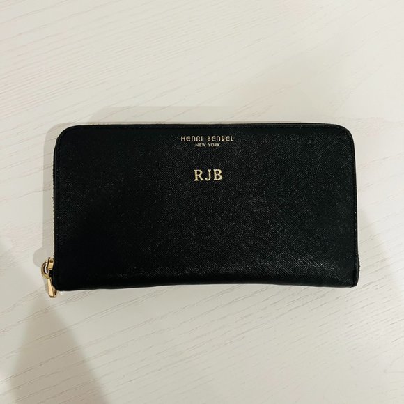 Black & Gold Henri Bendel Continental Wallet - Picture 1 of 8